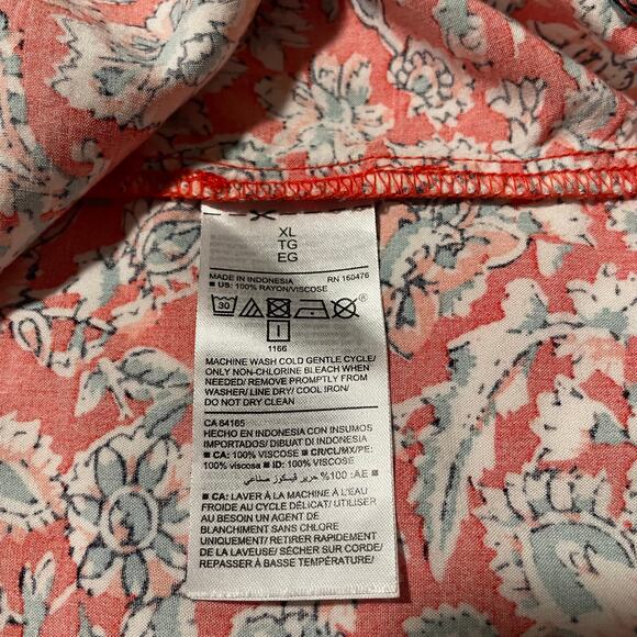 Old Navy Split Neck Long Sleeve Top Red Floral XL - Picture 6 of 10